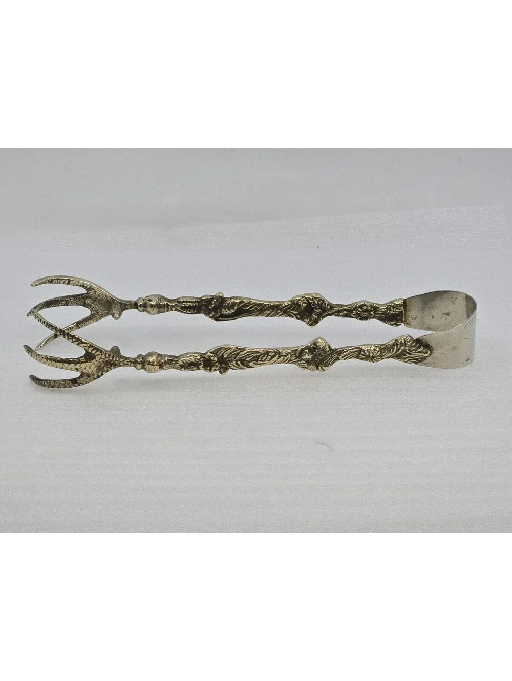 J. Bellini Italy Ornate Brass Ice Tongs Barware With Antlers/Claws Vintage 7.75